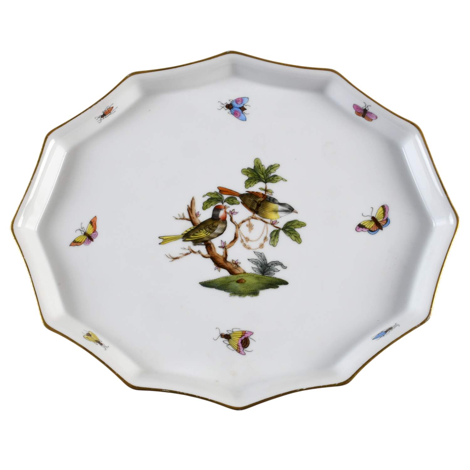 Rothschild Bird (RO) 9" Scalloped Tray by Herend-1
