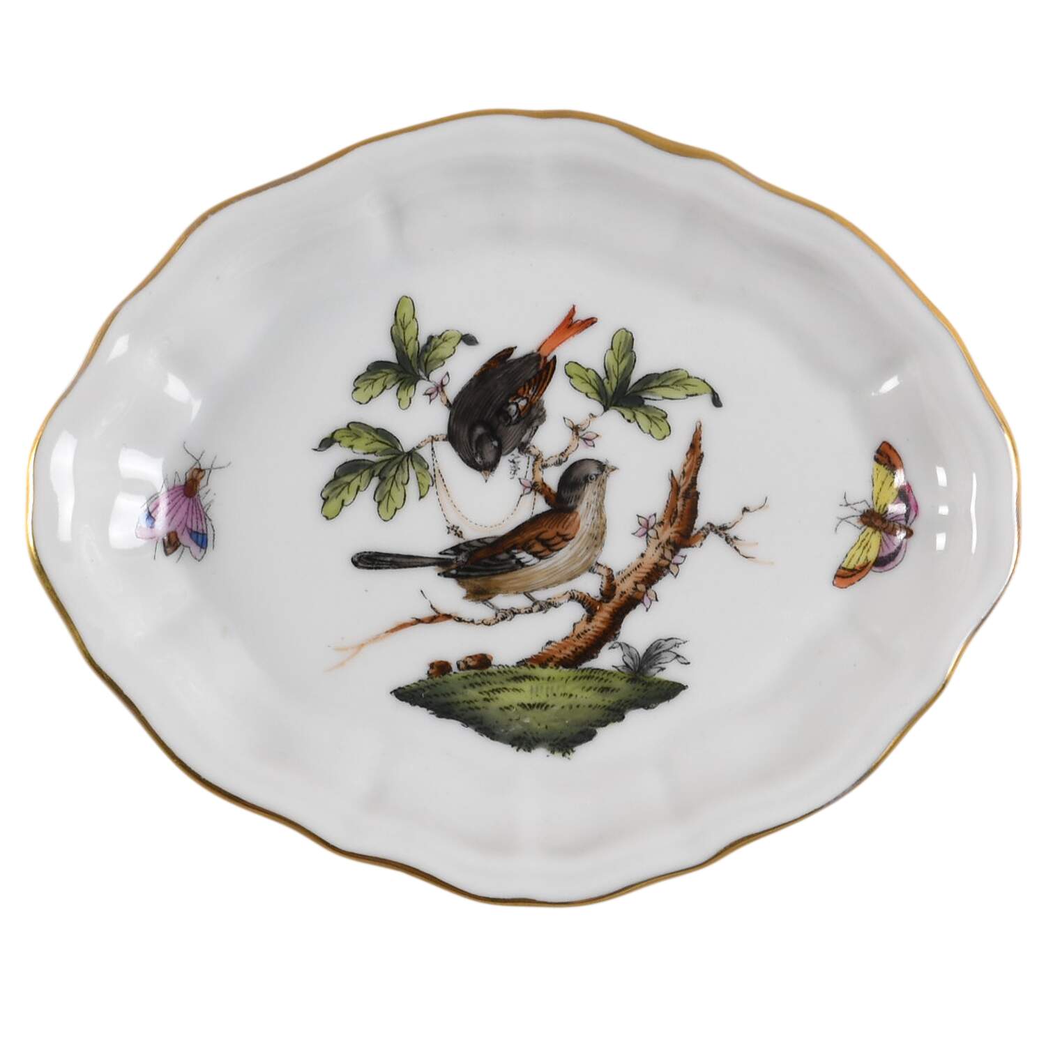 Rothschild Bird (RO) 4" Oval Tray by Herend-1