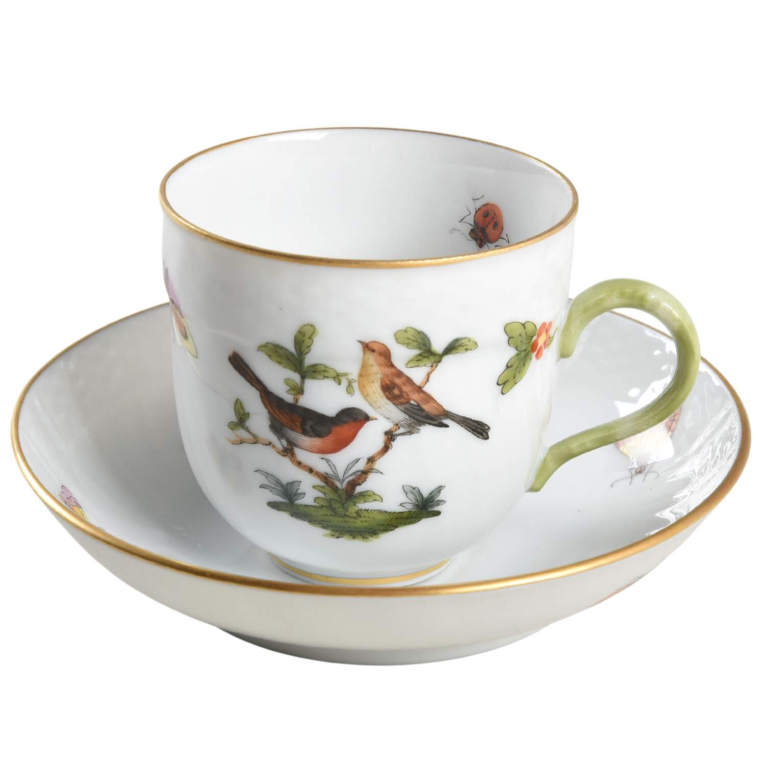 Rothschild Bird (RO) Flat Demitasse Cup & Saucer Set by Herend-1