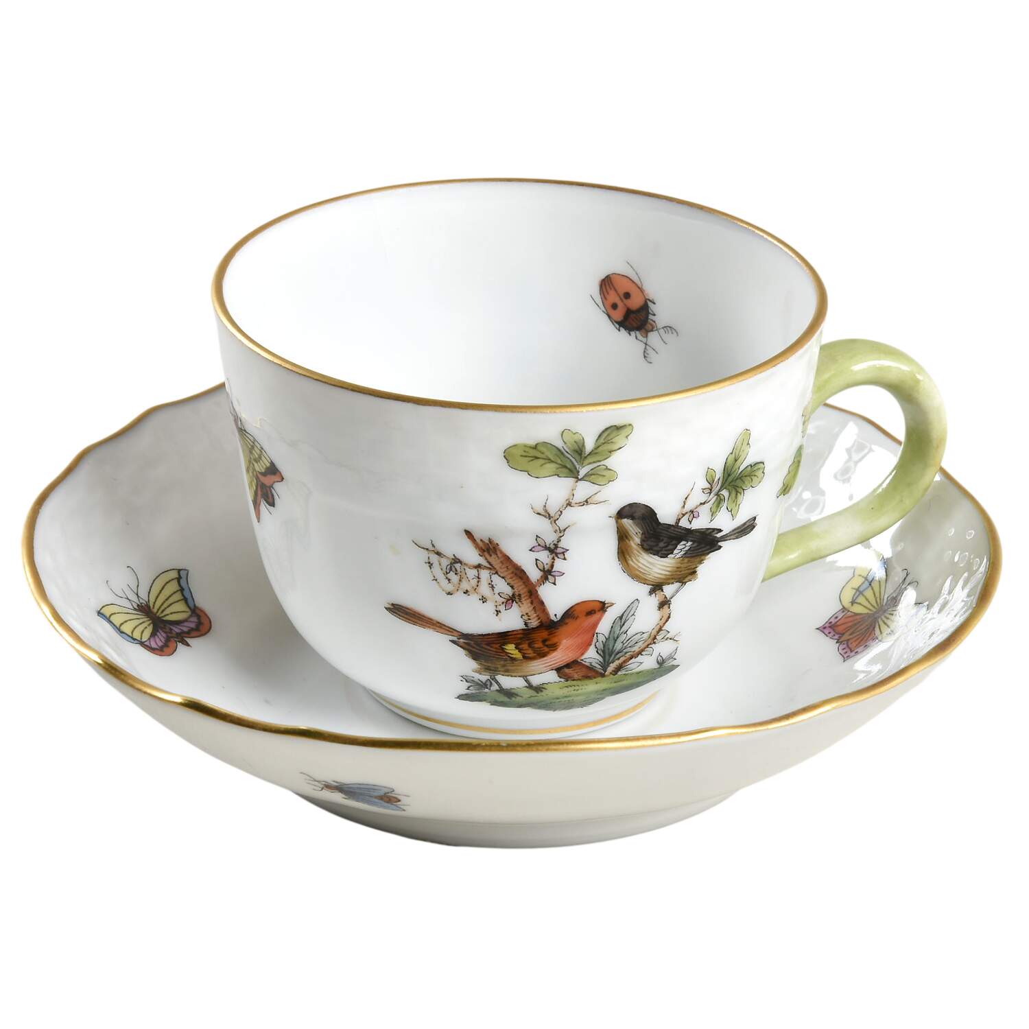 Rothschild Bird (RO) Flat Demitasse Cup & Saucer Set by Herend-1