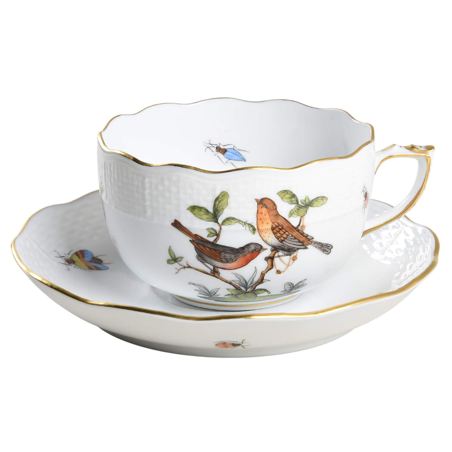 Rothschild Bird (RO) Flat Cup & Saucer Set by Herend-1