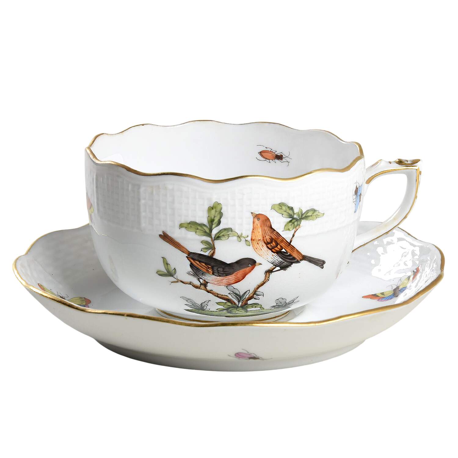 Rothschild Bird (RO) Flat Cup & Saucer Set by Herend-1