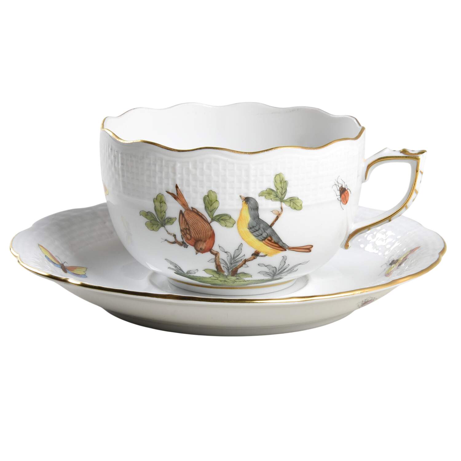 Rothschild Bird (RO) Flat Cup & Saucer Set by Herend-1