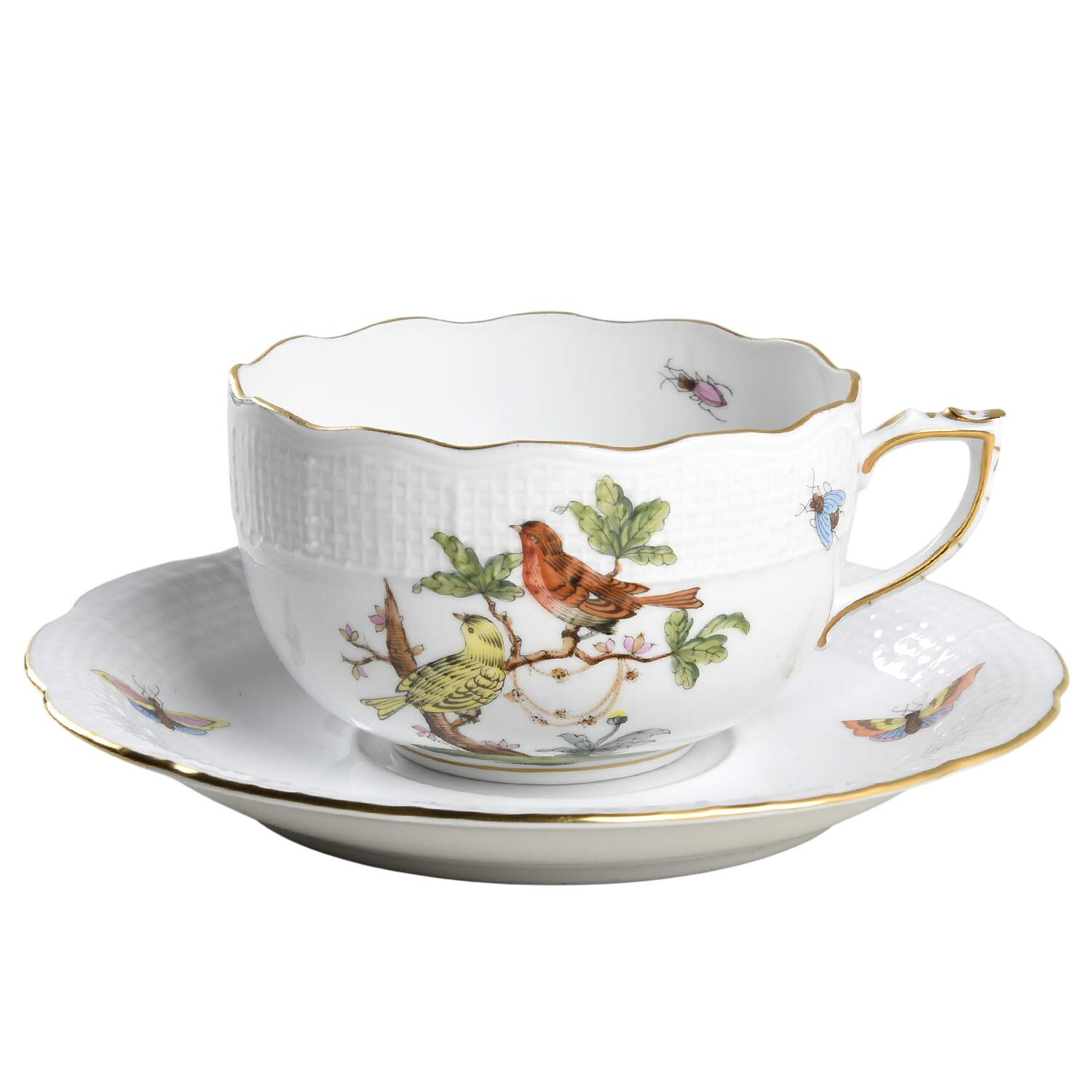 Rothschild Bird (RO) Flat Cup & Saucer Set by Herend-1