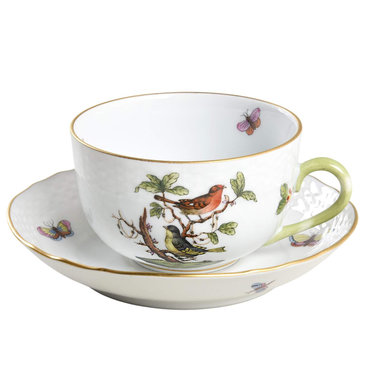 Rothschild Bird (RO) Flat Cup & Saucer Set by Herend-1