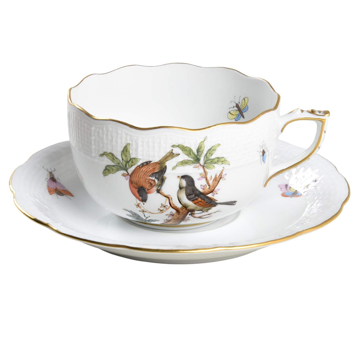 Rothschild Bird (RO) Flat Cup & Saucer Set by Herend-1