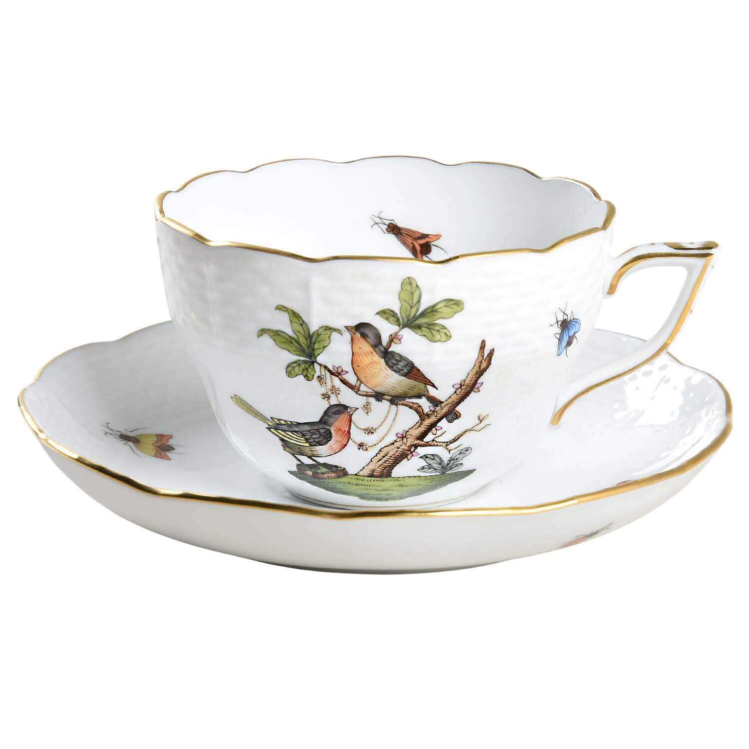 Rothschild Bird (RO) Footed Cup & Saucer Set by Herend-1