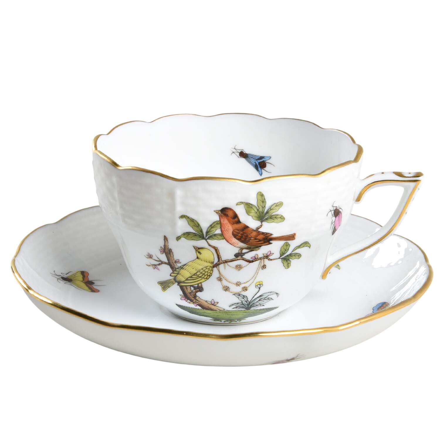 Rothschild Bird (RO) Footed Cup & Saucer Set by Herend-1