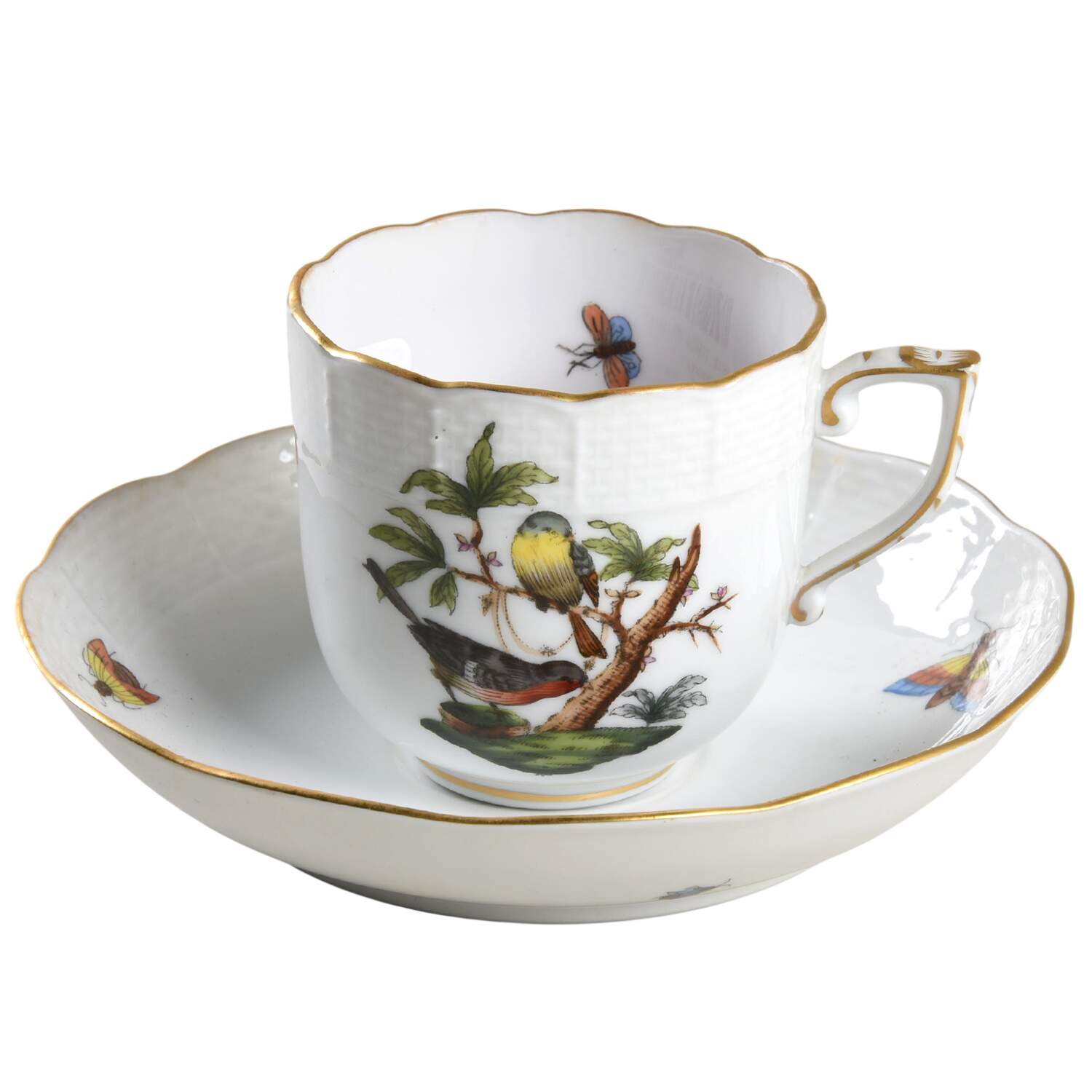 Rothschild Bird (RO) Chocolate Cup & Saucer Set by Herend-1