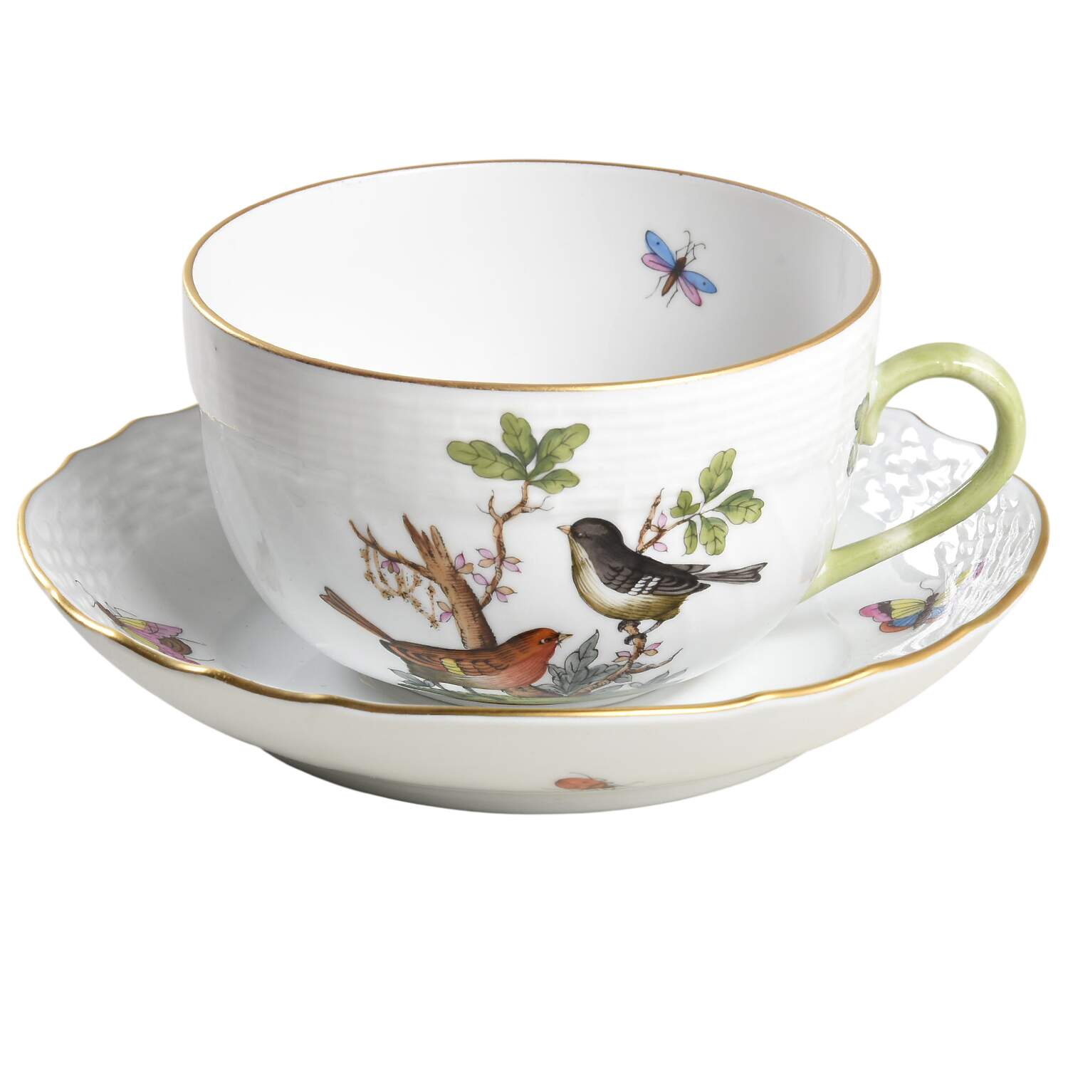 Rothschild Bird (RO) Footed Cup & Saucer Set by Herend-1