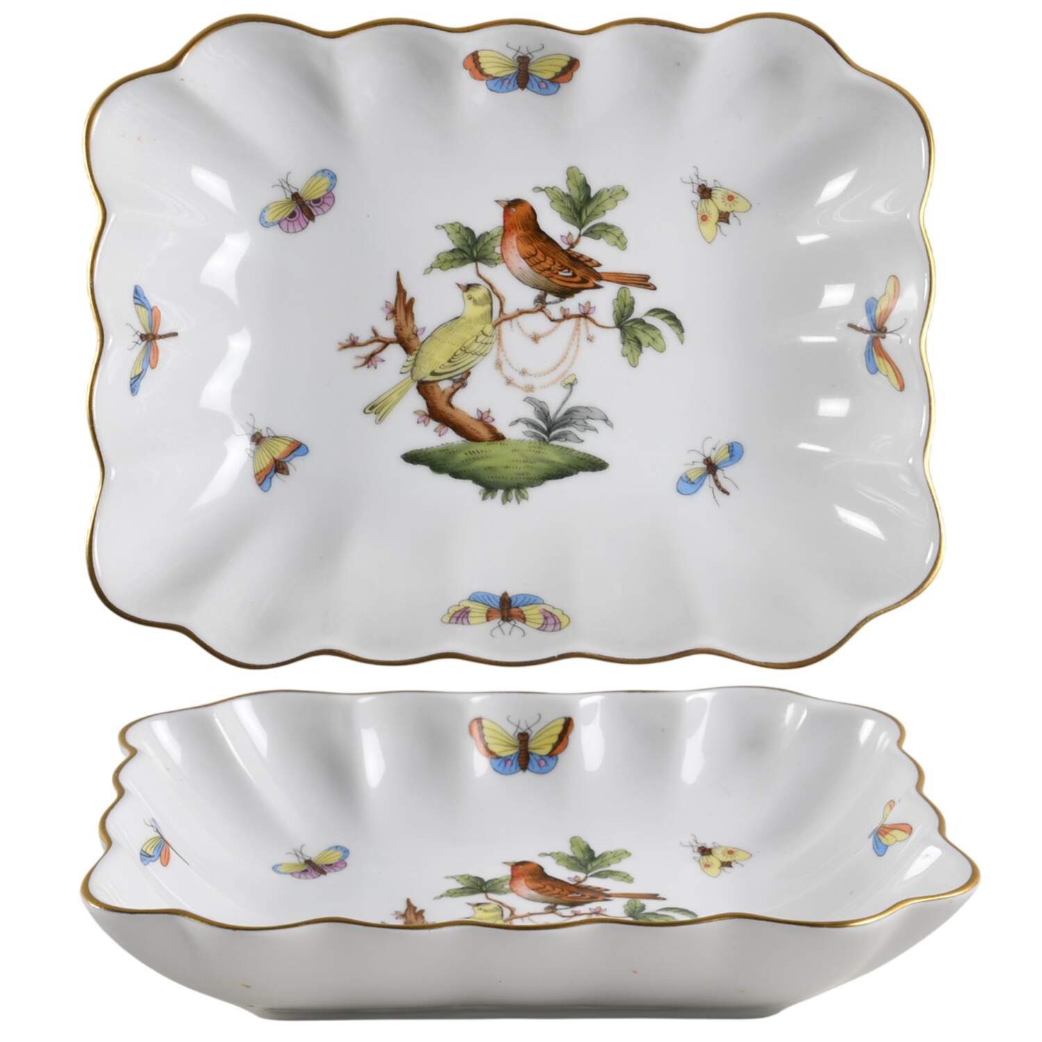 Rothschild Bird (RO) 7" Rectangular Nut Dish by Herend-1