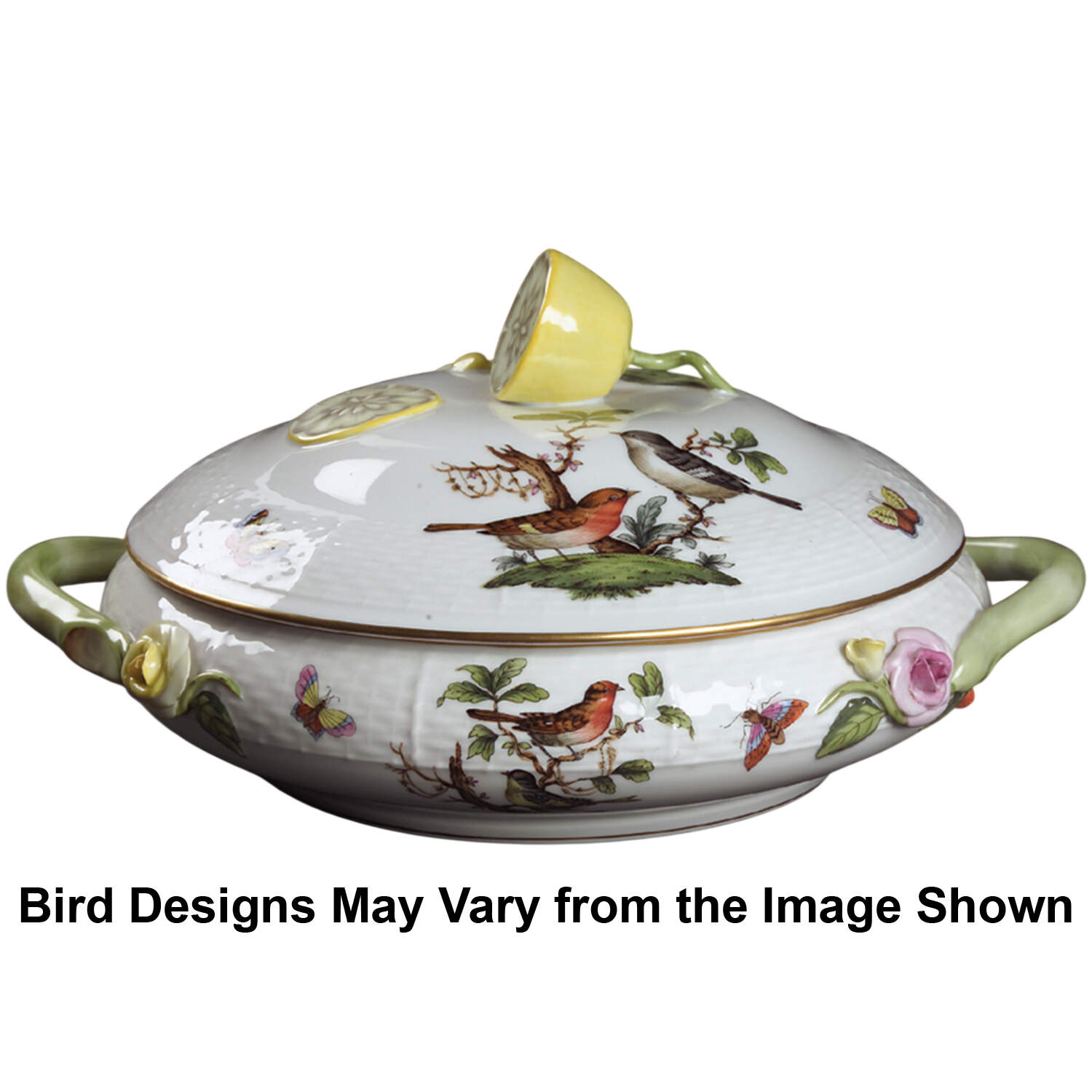 Rothschild Bird (RO) Shallow Round Covered Vegetable by Herend-1