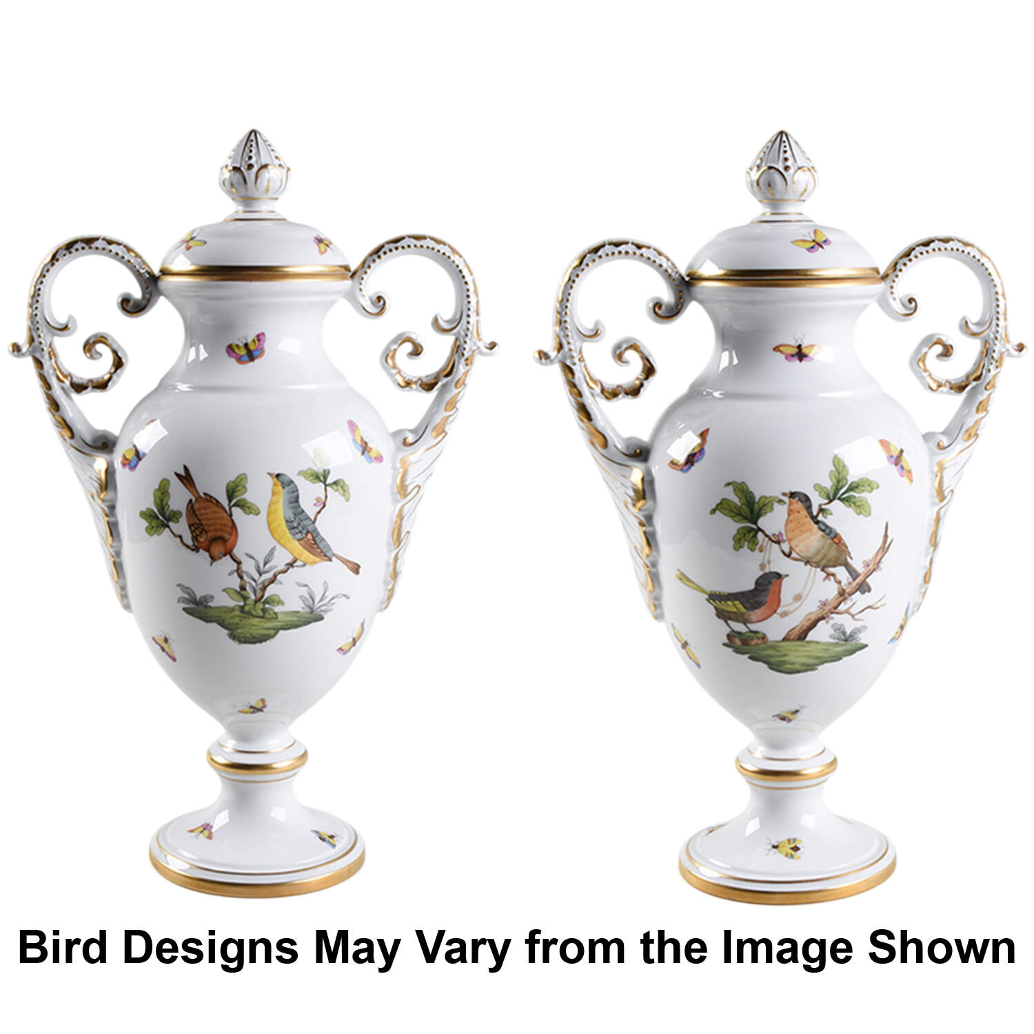 Rothschild Bird (RO) 14" Footed Covered Vase by Herend-1