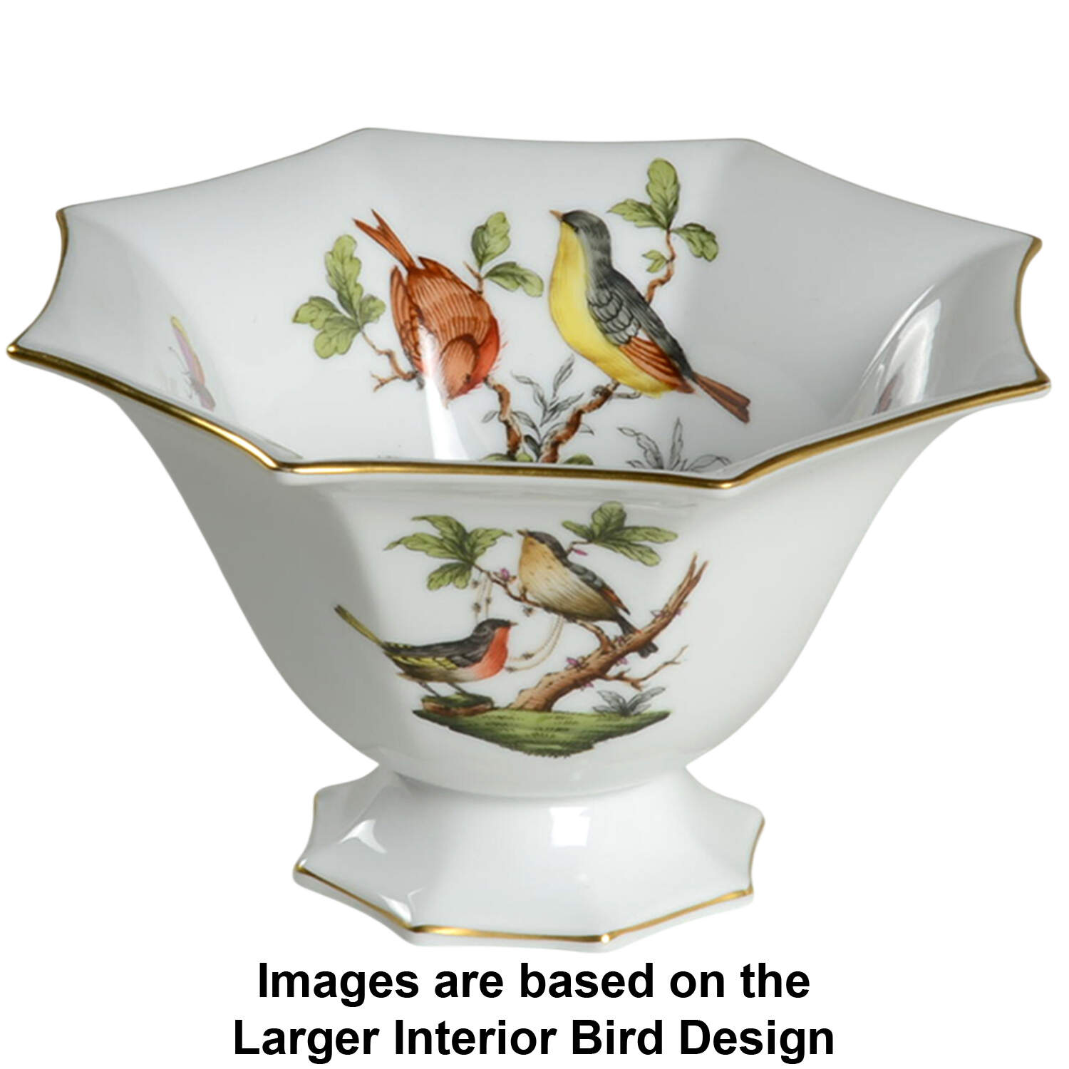 Rothschild Bird (RO) Small Octagonal Bowl by Herend-1