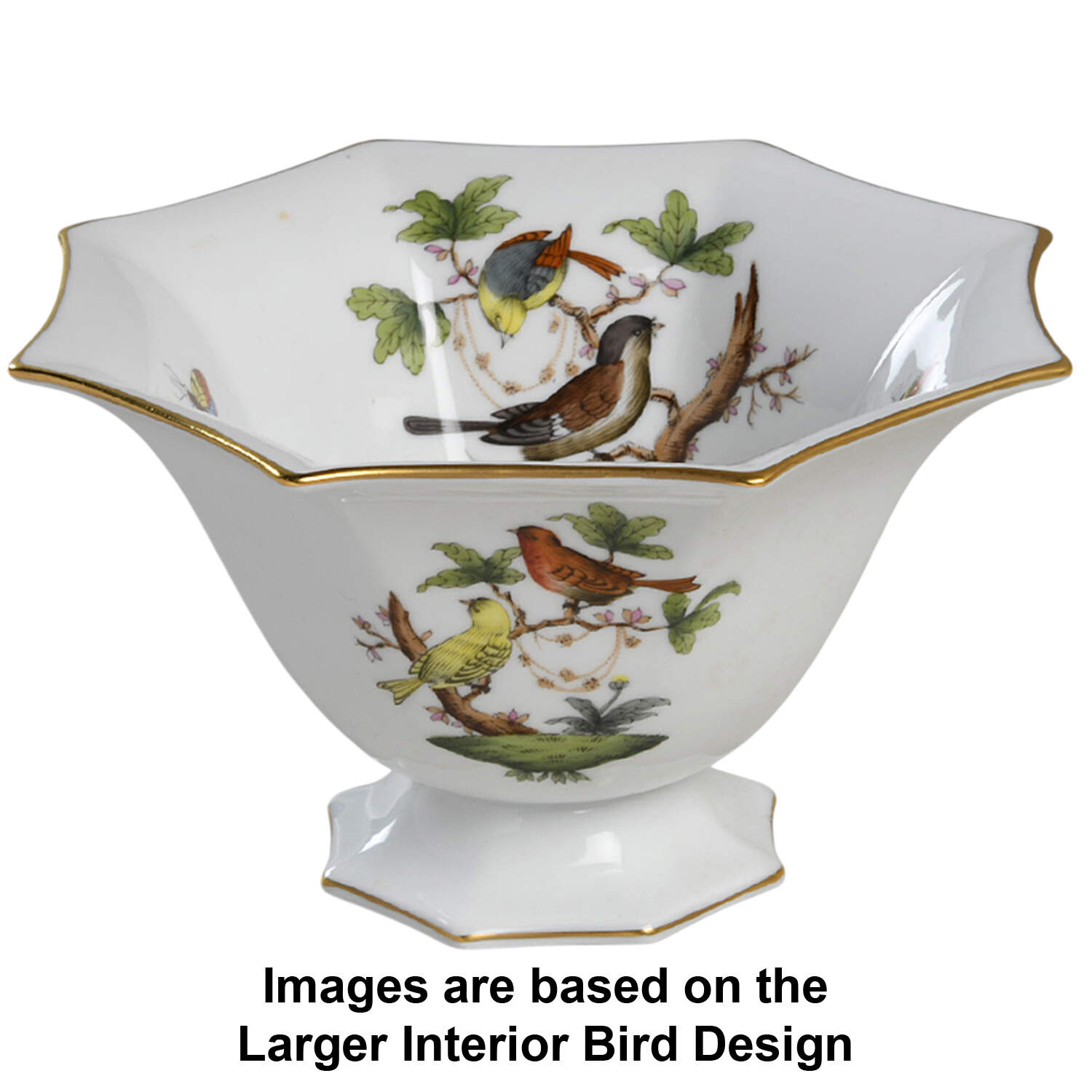 Rothschild Bird (RO) Small Octagonal Bowl by Herend-1