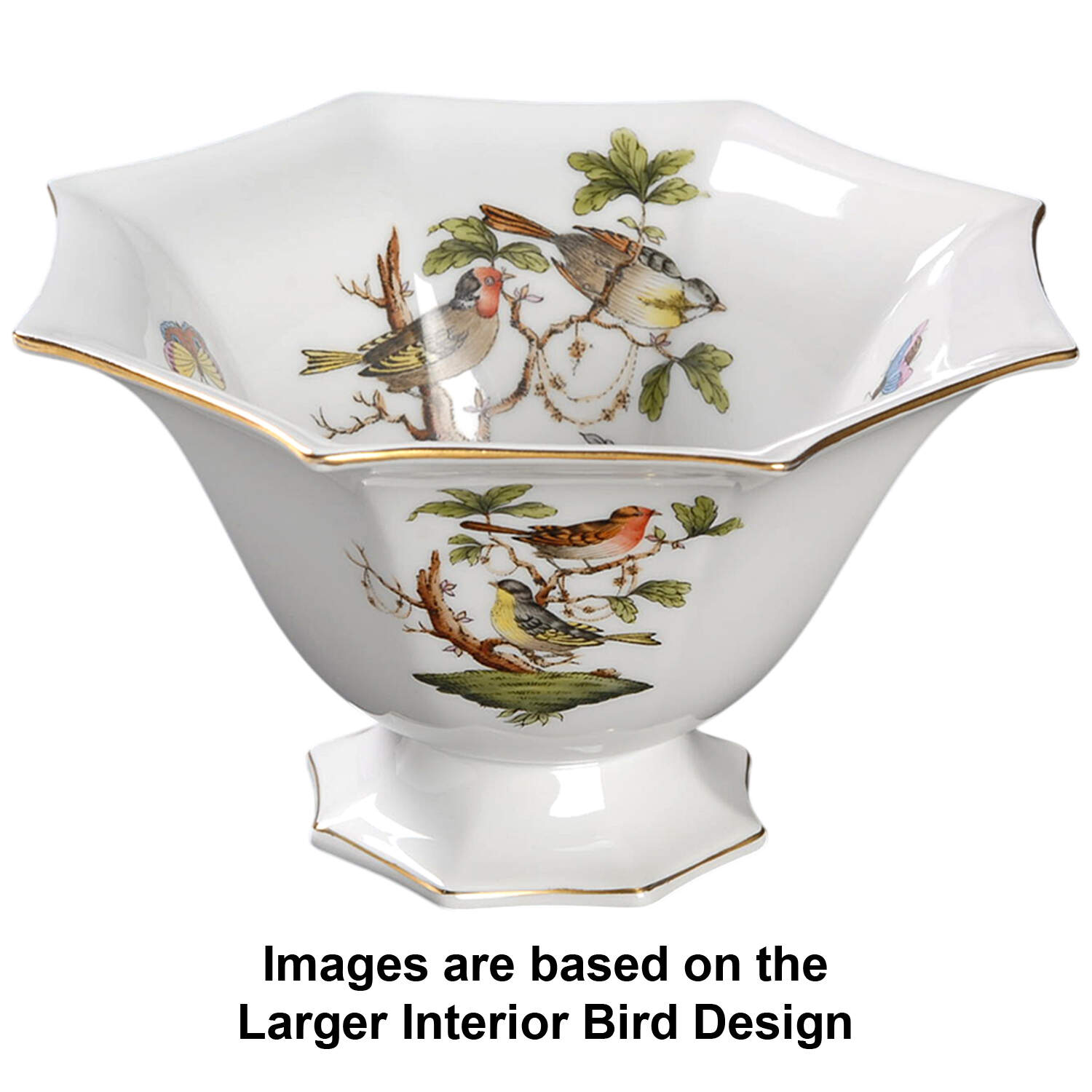 Rothschild Bird (RO) Small Octagonal Bowl by Herend-1