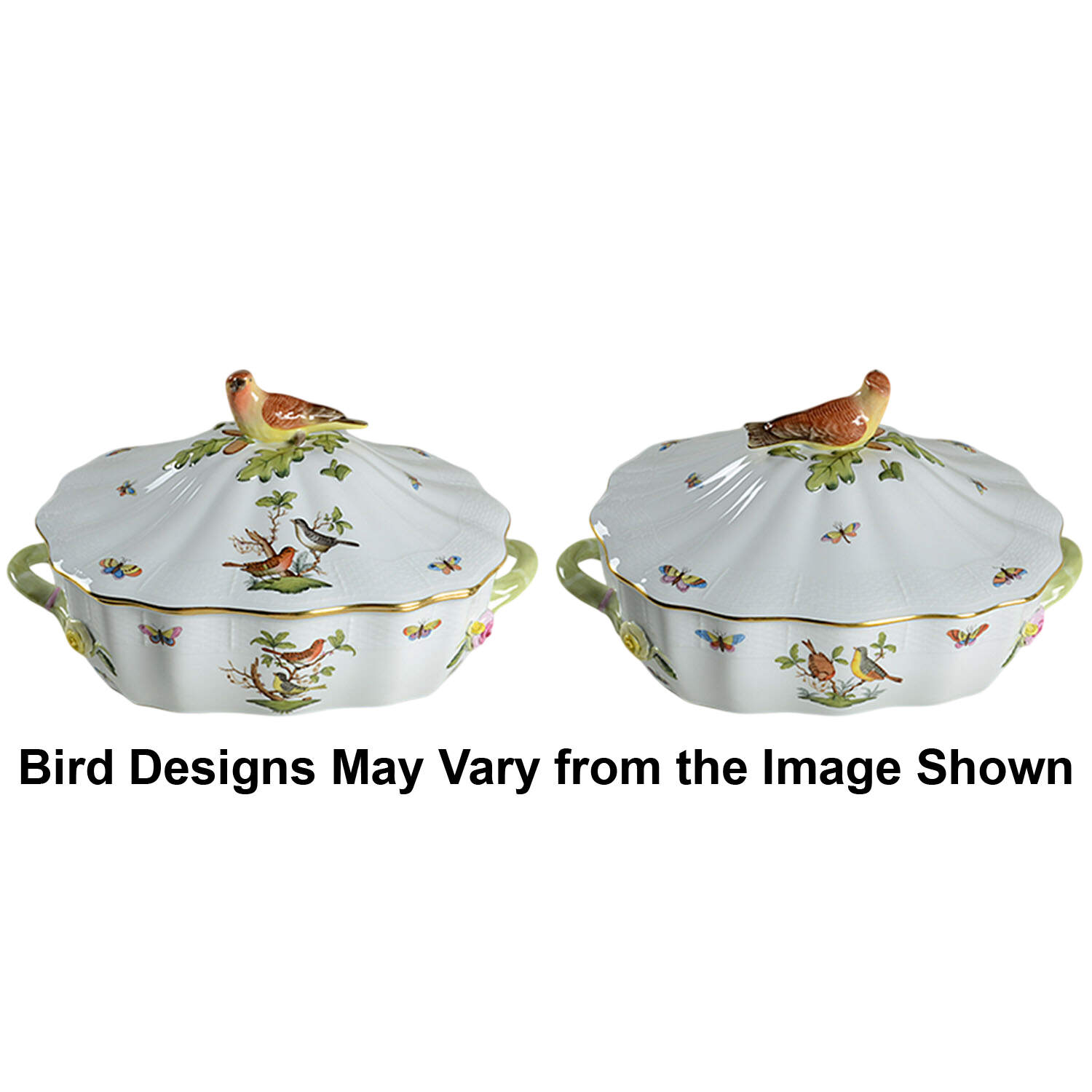 Rothschild Bird (RO) Covered Rectangular Vegetable by Herend-1