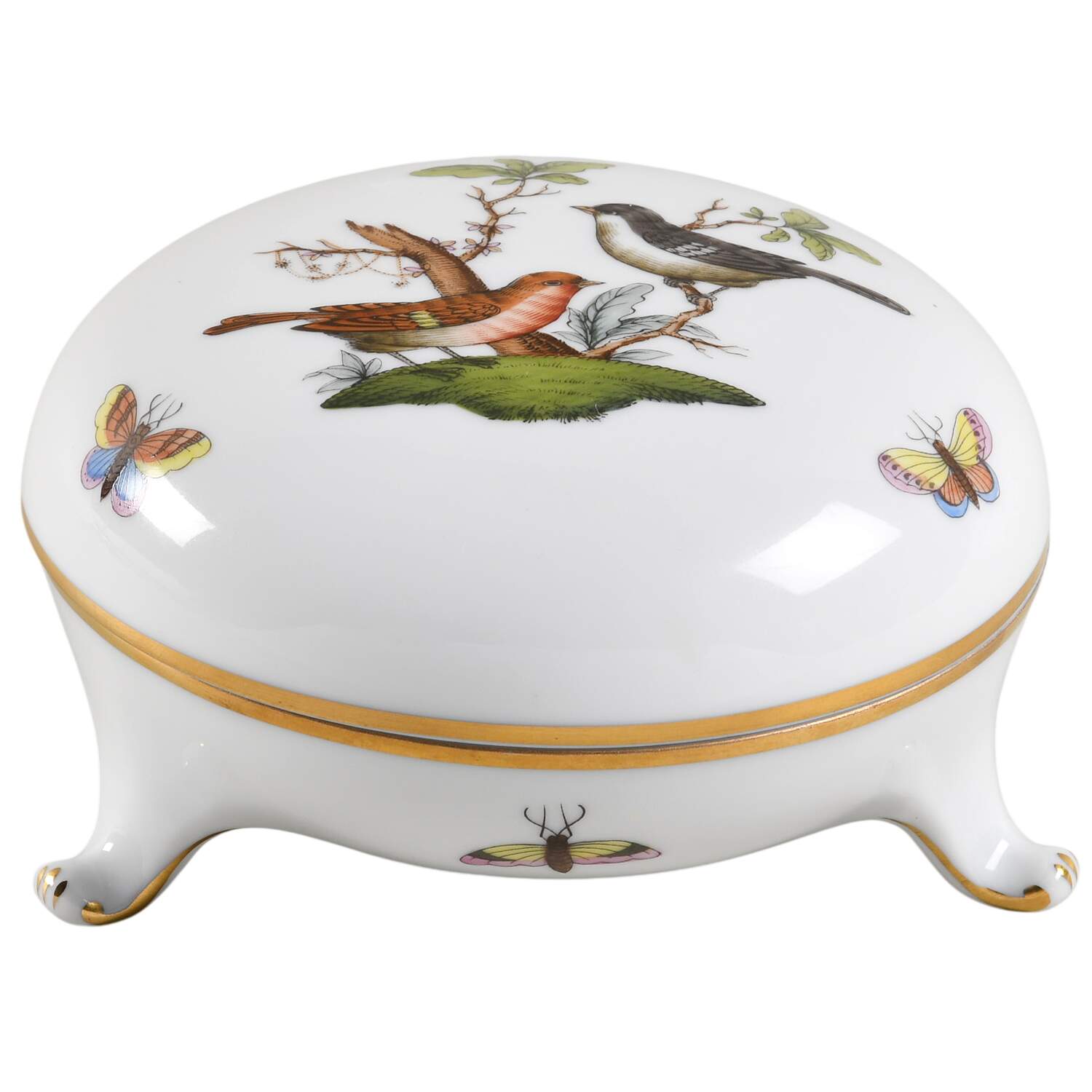 Rothschild Bird (RO) 4" Round Bon Bon & Lid by Herend-1