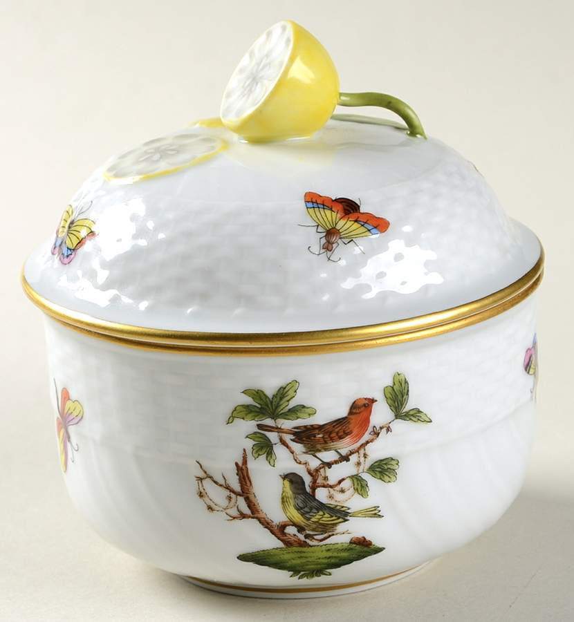 Rothschild Bird (RO) Mini Sugar Bowl & Lid by Herend-1