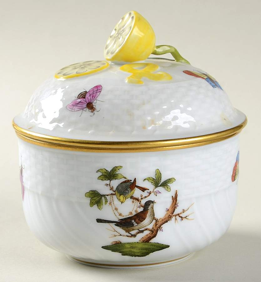 Rothschild Bird (RO) Sugar Bowl & Lid by Herend-1