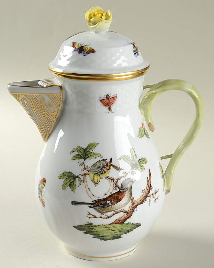 Rothschild Bird (RO) Mocha Pot & Lid by Herend-1