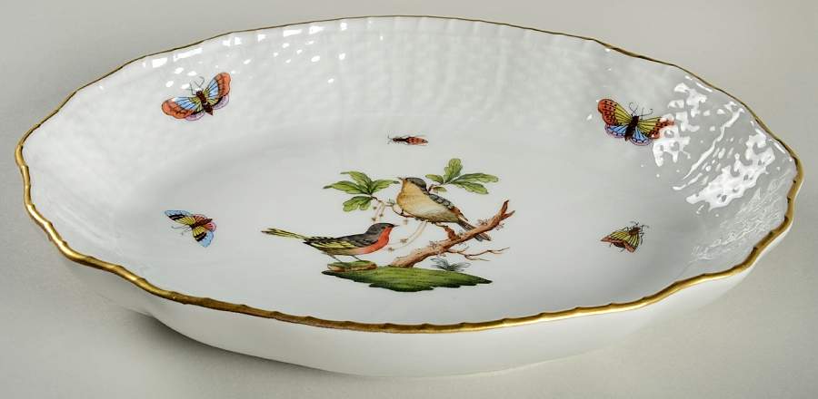 Rothschild Bird (RO) 8" Oval Vegetable Bowl by Herend-1