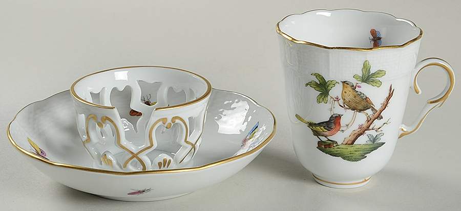 Rothschild Bird (RO) Trembleuse Cup & Saucer Set by Herend-1