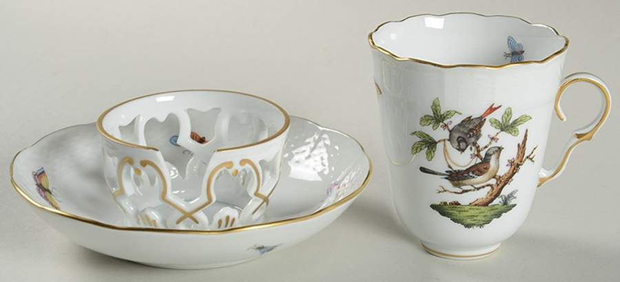 Rothschild Bird (RO) Trembleuse Cup & Saucer Set by Herend-1