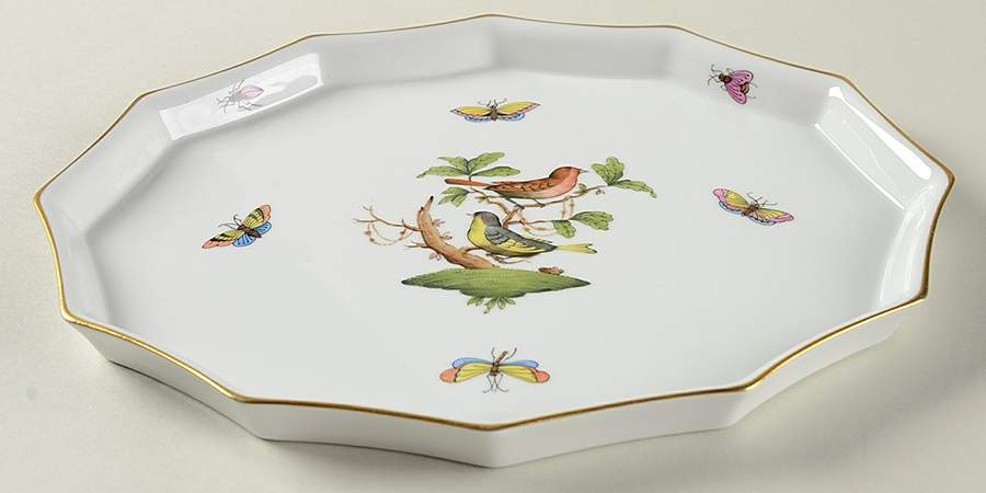 Rothschild Bird (RO) 9" Scalloped Tray by Herend-1