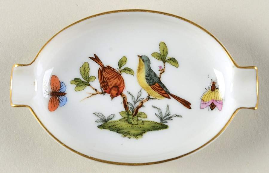 Rothschild Bird (RO) 3" Oval Ashtray with Lips by Herend-1