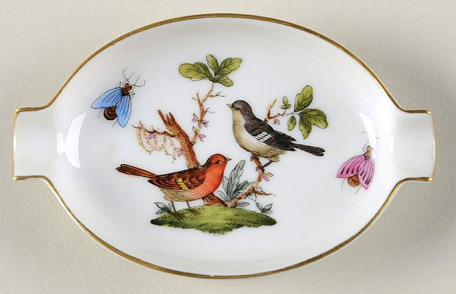 Rothschild Bird (RO) 3" Oval Ashtray with Lips by Herend-1