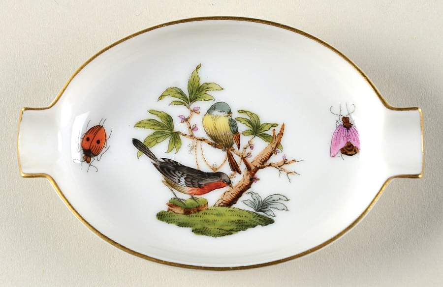 Rothschild Bird (RO) 3" Oval Ashtray with Lips by Herend-1