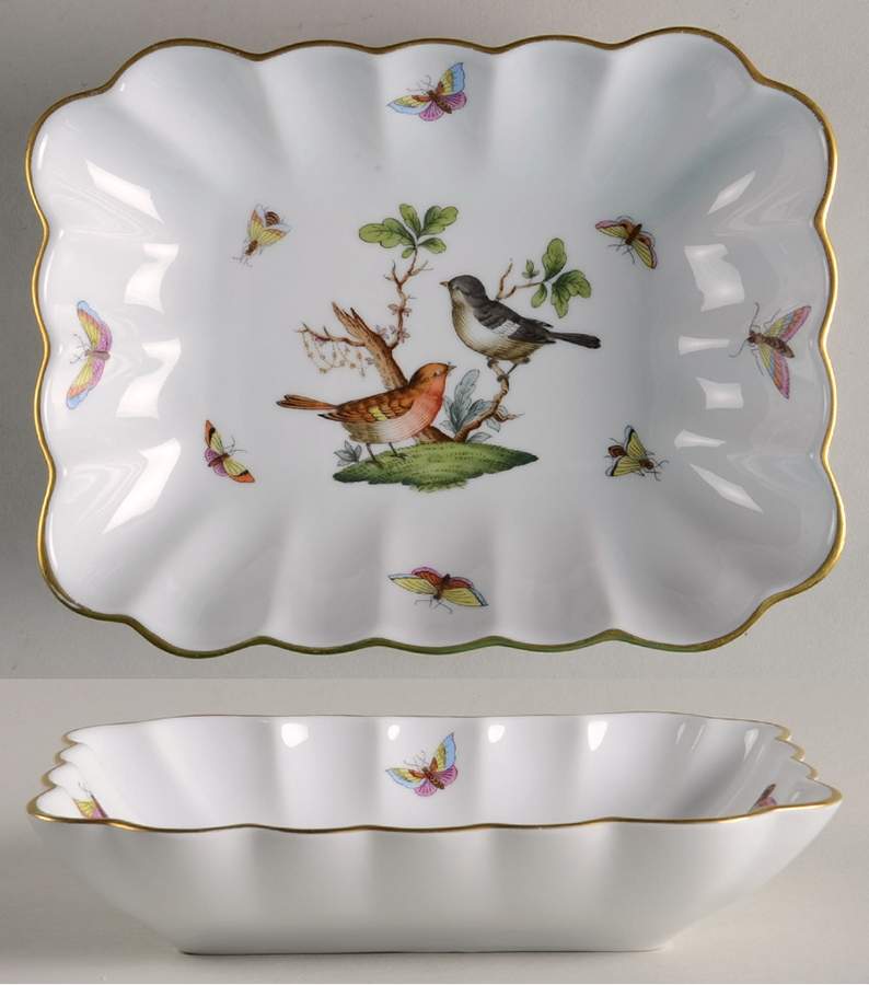 Rothschild Bird (RO) 7" Rectangular Nut Dish by Herend-1
