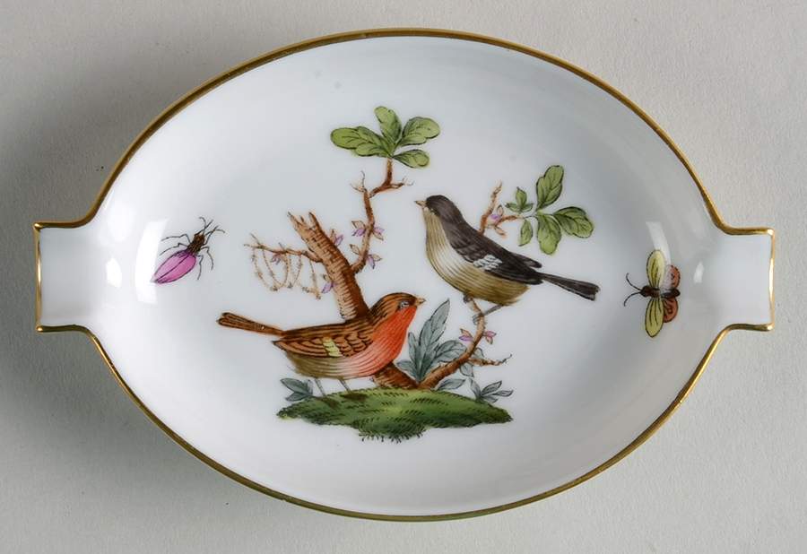 Rothschild Bird (RO) 4" Oval Ashtray with Lips by Herend-1