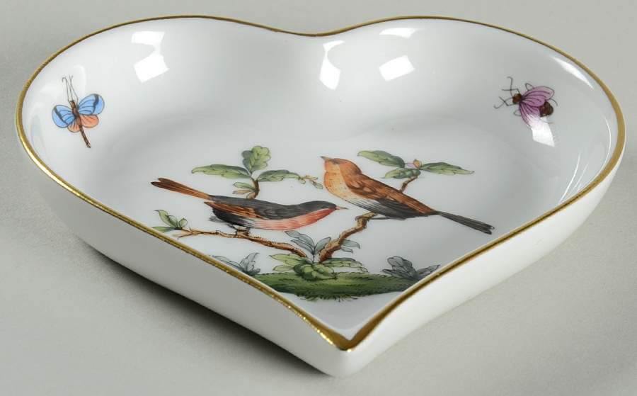 Rothschild Bird (RO) Heart Shaped Tray by Herend-1