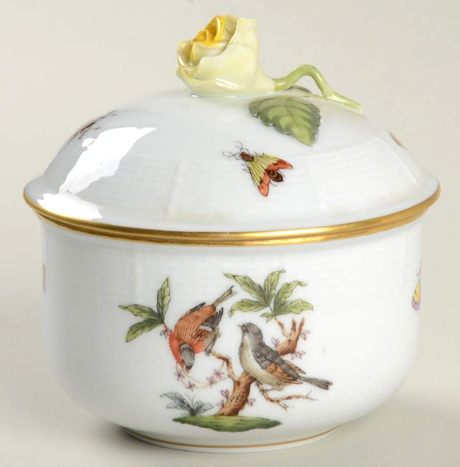 Rothschild Bird (RO) Mini Sugar Bowl & Lid by Herend-1