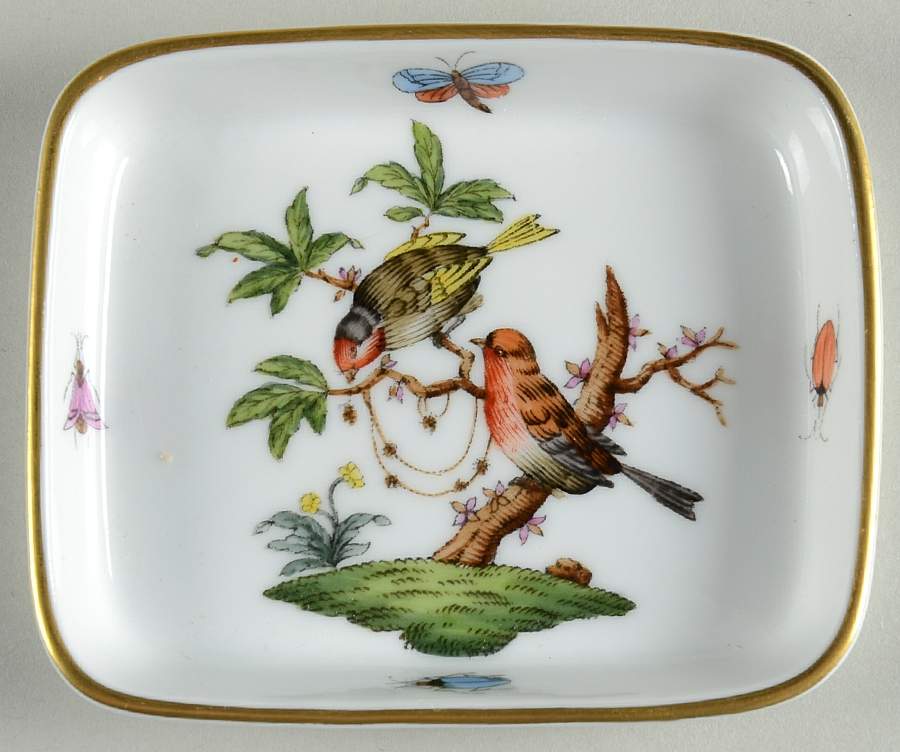 Rothschild Bird (RO) 3" Rectangular Ashtray by Herend-1