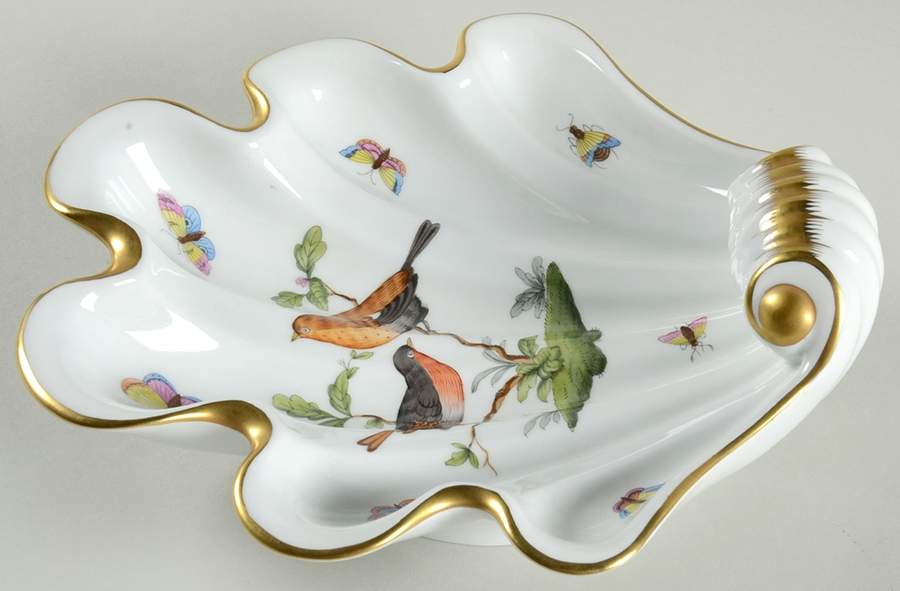 Rothschild Bird (RO) 9" Shell Shaped Dish by Herend-1