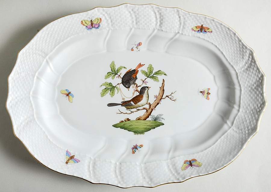 Rothschild Bird (RO) 13" Oval Serving Platter by Herend-1