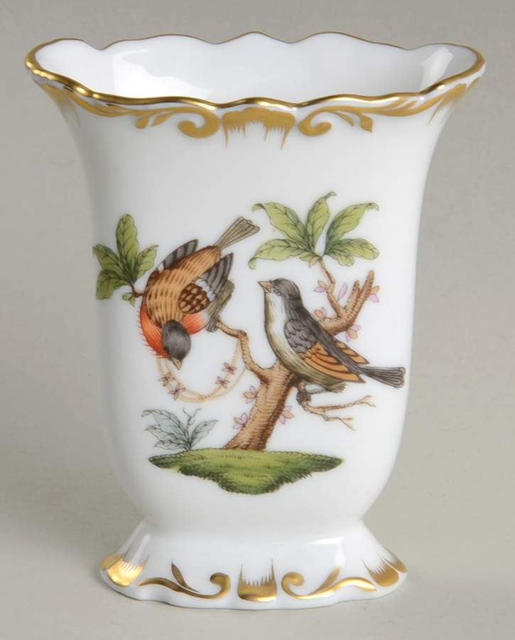 Rothschild Bird (RO) 3" Oval Vase by Herend-1