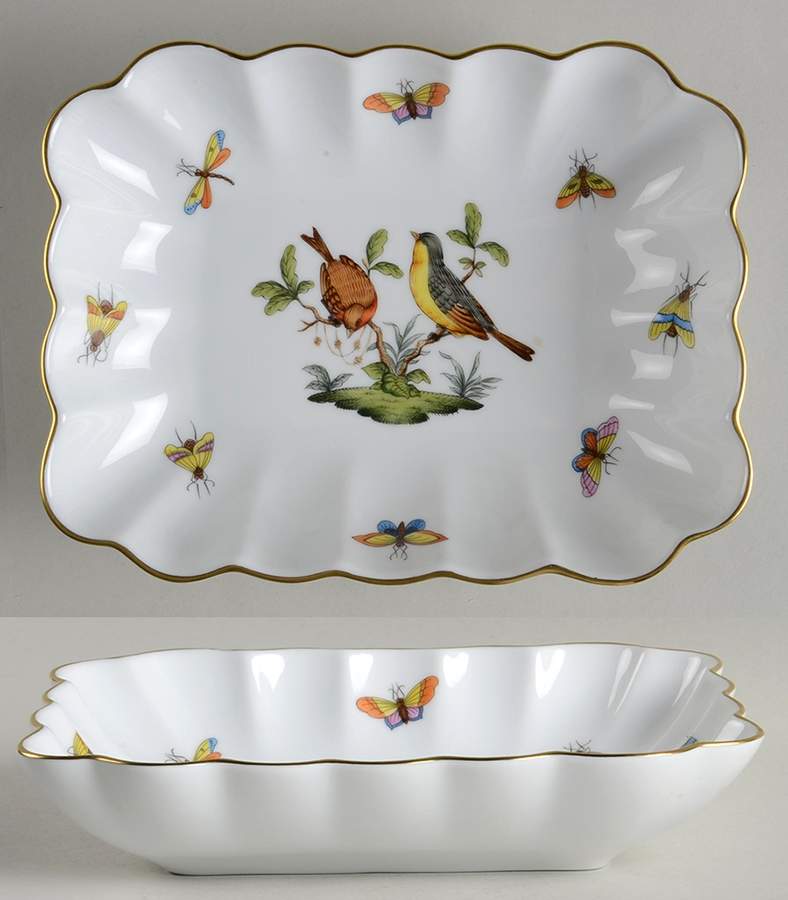 Rothschild Bird (RO) 7" Rectangular Nut Dish by Herend-1