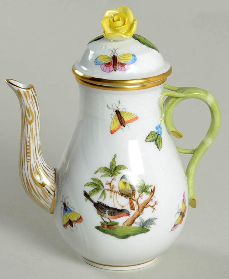 Rothschild Bird (RO) Miniature Coffee Pot & Lid by Herend-1