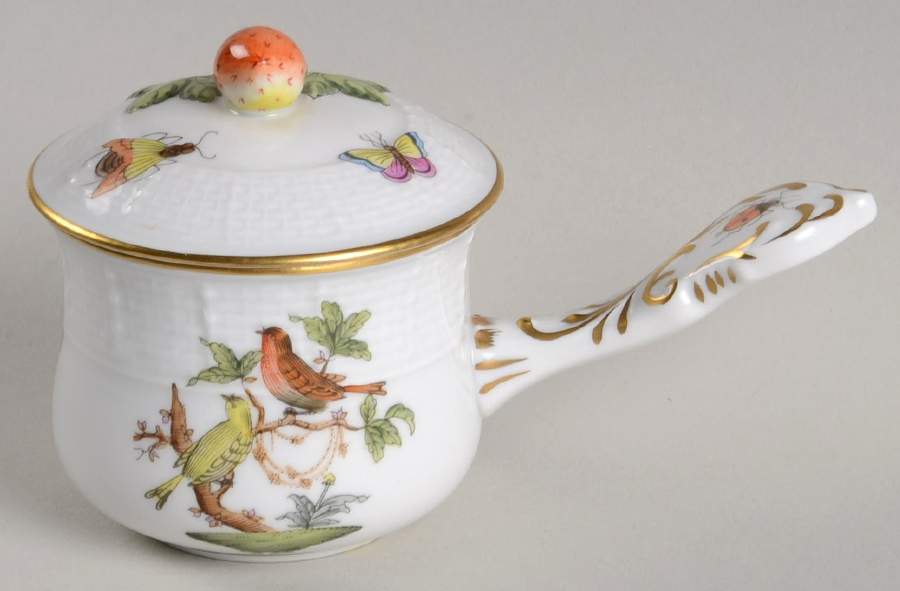 Rothschild Bird (RO) (2 Pc) Pot de Creme w/Stick Handle by Herend-1