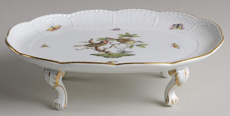 Rothschild Bird (RO) 10" 4 Toed Oval Tray by Herend-1