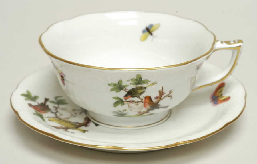 Rothschild Bird (RO) Footed Cup & Saucer Set by Herend-1