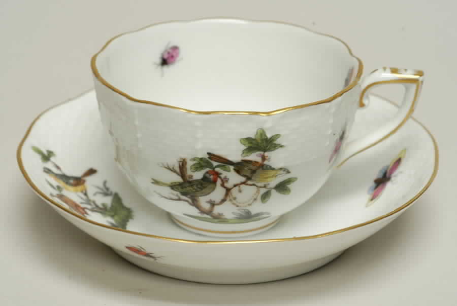 Rothschild Bird (RO) Flat Demitasse Cup & Saucer Set by Herend-1