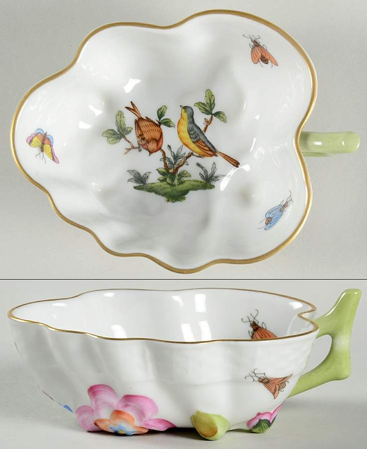 Rothschild Bird (RO) 4" Leaf Dish by Herend-1