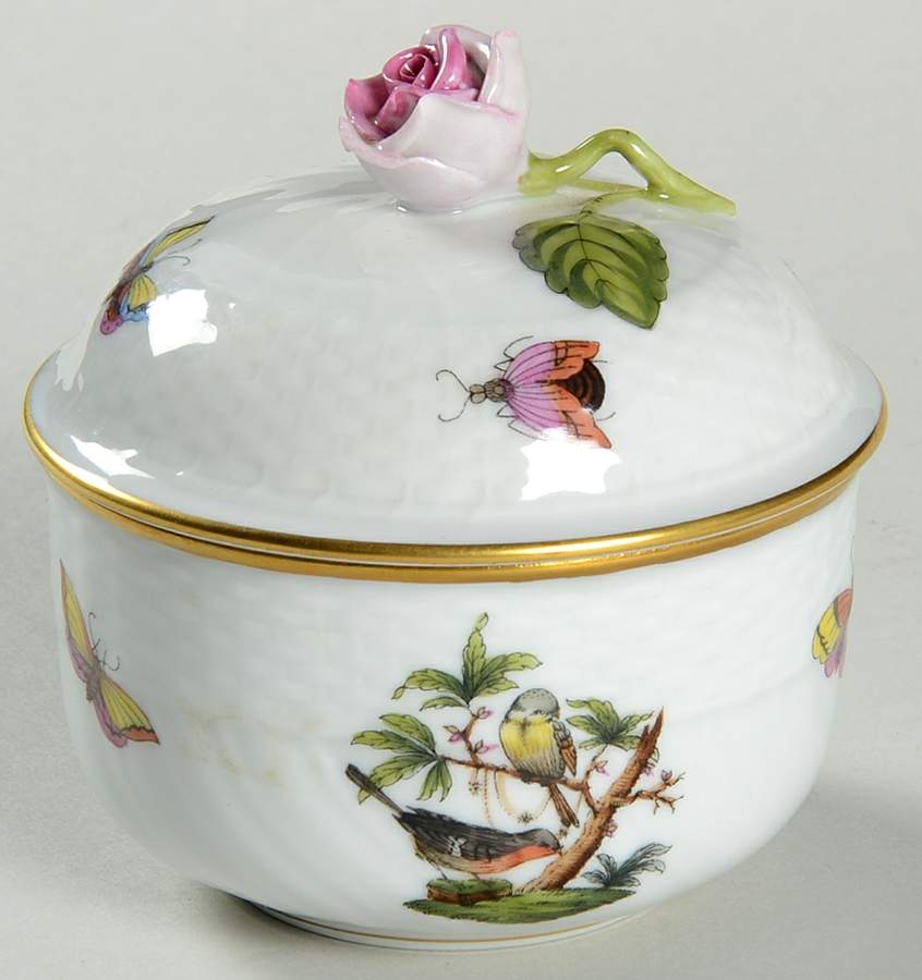 Rothschild Bird (RO) Sugar Bowl & Lid by Herend-1