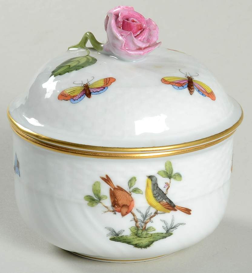 Rothschild Bird (RO) Mini Sugar Bowl & Lid by Herend-1