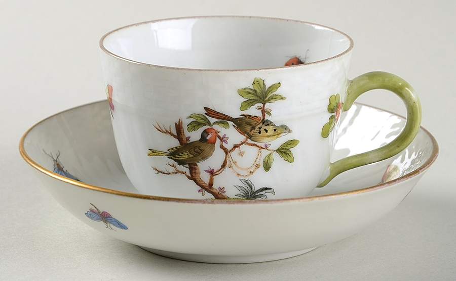 Rothschild Bird (RO) Flat Demitasse Cup & Saucer Set by Herend-1